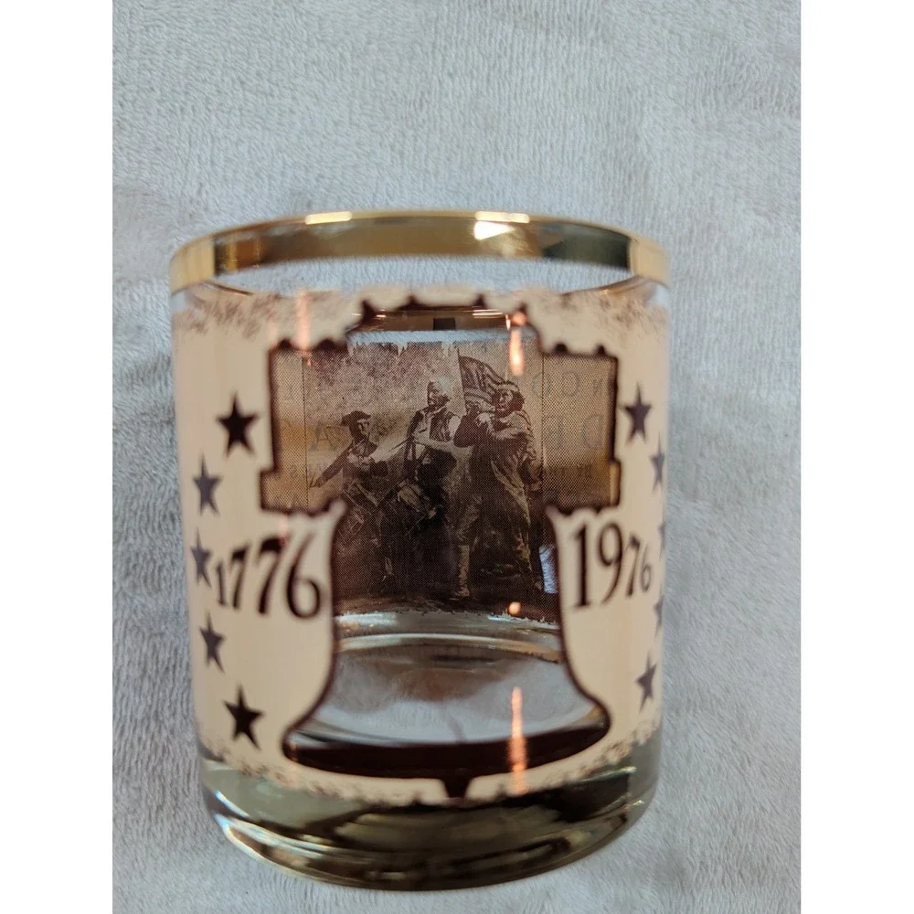 Vintage Bicentennial 1776-1976 & Roaring‎ Twenties Movie Rocks Glass Set of 4